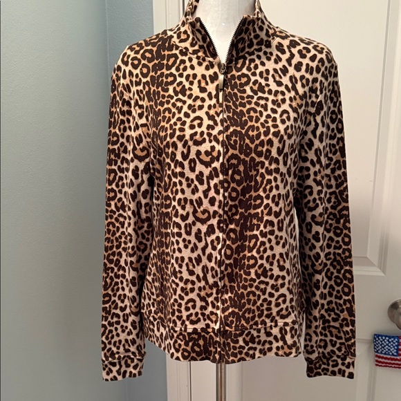 Rafaella Brown Leopard Print Button Down Shirt - Picture 1 of 1